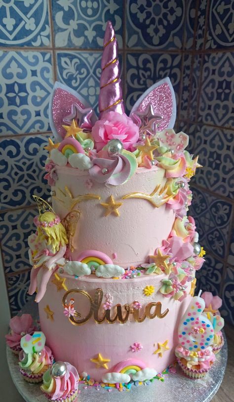 Unicorn And Fairy Cake, Fairy And Unicorn Birthday Party, Unicorn Fairy Cake, Fairy Unicorn Cake, Unicorn Princess Cake, Princess Unicorn Cake, Fairy Cake Ideas, Pegasus Party, Fairy Princess Cake