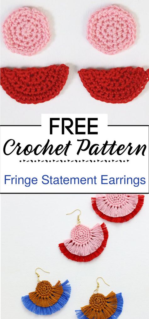 10 Crochet Earrings Pattern Granny Square Earrings, Crochet Hoop Earrings Pattern Free, Crochet Circle Earrings, Crochet Fringe, Crochet Jewelry Patterns, Crochet Earrings Pattern, Crochet Circles, Granny Squares Pattern, Square Patterns