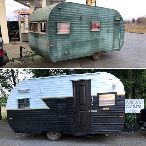 Canned Ham Camper, Canned Ham, Caravan Decor, Outside Paint, Tiny House Camper, Remodeled Campers, Happy Campers, Caravan, Glamping