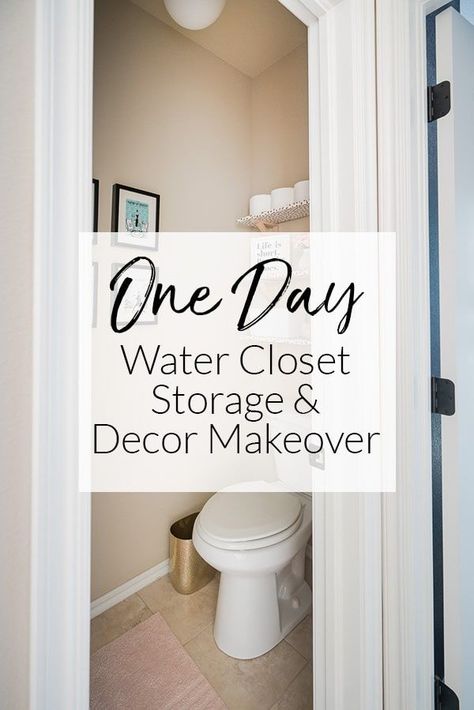 Your water closet aka toilet room needs decor and organization too! This simple transformation can be done in an afternoon, but still makes the room feel stylish instead of scary.  via @polishedhabitat Water Closet Makeover, Water Closet Decor, Powder Room Storage, Toilet Closet, Adding Storage, Over Toilet Storage, Toilet Room Decor, Small Toilet Room, Room Needs