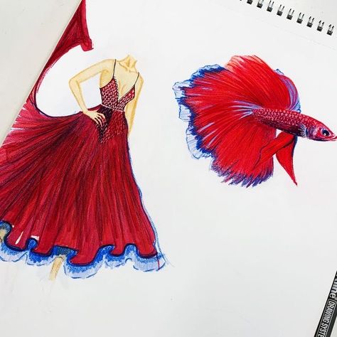 Fish Inspired Fashion Illustration, Nature Fashion Illustration, Nature Inspired Fashion Illustration, Fish Dress Fashion, Fish Inspired Fashion, Dress Illustration Design, Mood Board Fashion Inspiration, Fashion Show Themes, Nature Inspired Fashion