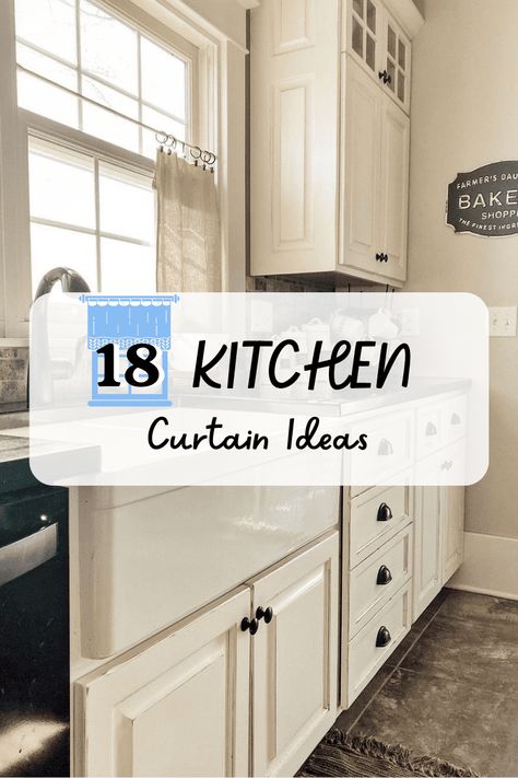 Over The Sink Curtain Ideas, Window Treatments Above Kitchen Sink, Farmhouse Curtain Ideas Kitchen, Over The Sink Curtains, Kitchen Curtain Decor Ideas, Kitchen Cafe Curtain Ideas, Simple Kitchen Window Treatments, Kitchen Privacy Window Ideas, Over The Sink Kitchen Window