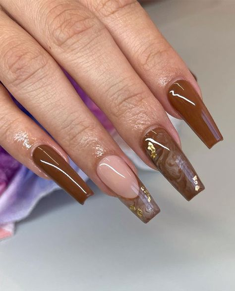 49 Cute Nail Art Design Ideas With Pretty & Creative Details : Bright blue and white Nail Design Brown Nail Designs, Brown Nail Art, Brown Acrylic Nails, Brown Nail, Brown Nails Design, Marble Nail Designs, Celebrity Nails, Brown Acrylic, Cute Nail Art Designs