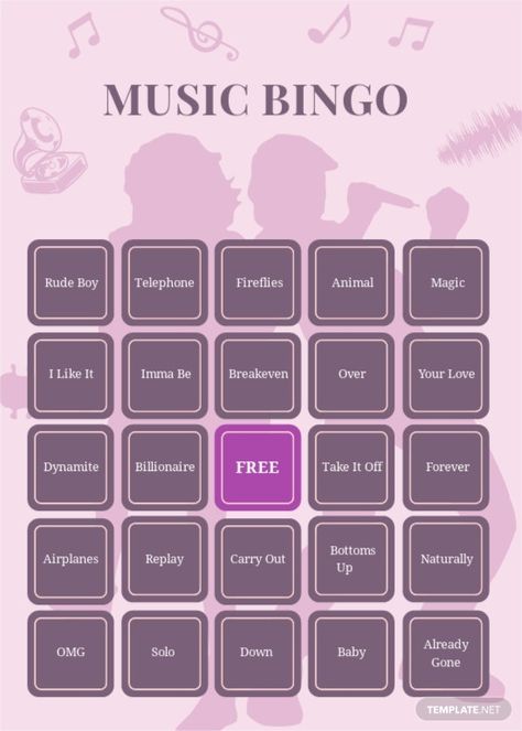 Music Bingo Template, Holiday Bingo Cards, Blank Id Cards, Music Bingo, Free Printable Bingo Cards, Holiday Bingo, Blank Bingo Cards, Bingo Card Template, World Music Day