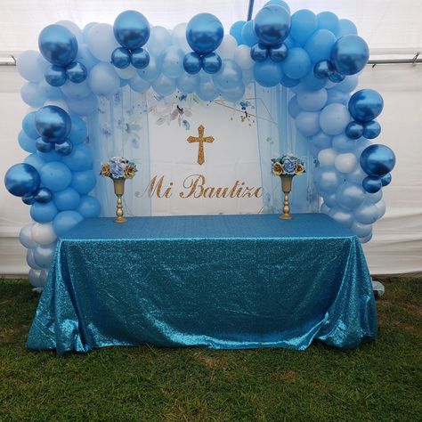 Bautizo Ideas Boy, Bautizo Ideas Decoracion, Bautizo Ideas, Baptism Party, First Communion, 4th Birthday, Balloon Decorations, Diy Garden, Ideas Para