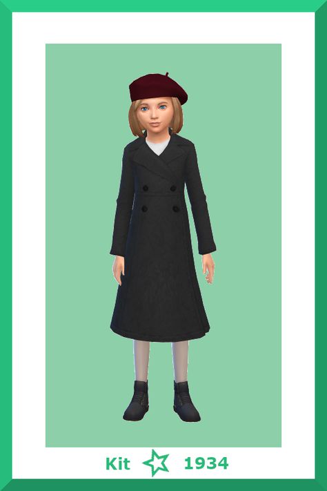 Kit's Winter Coat - Create a Sim - The Sims 4 - CurseForge Sims 4 Nails, Sims 4 Decades Challenge, Sims 4 Children, Sims 4 Dresses, Sims 4 Cc Packs, 1930s Fashion, Sims 4 Cc Finds, Winter Dress, New Clothes