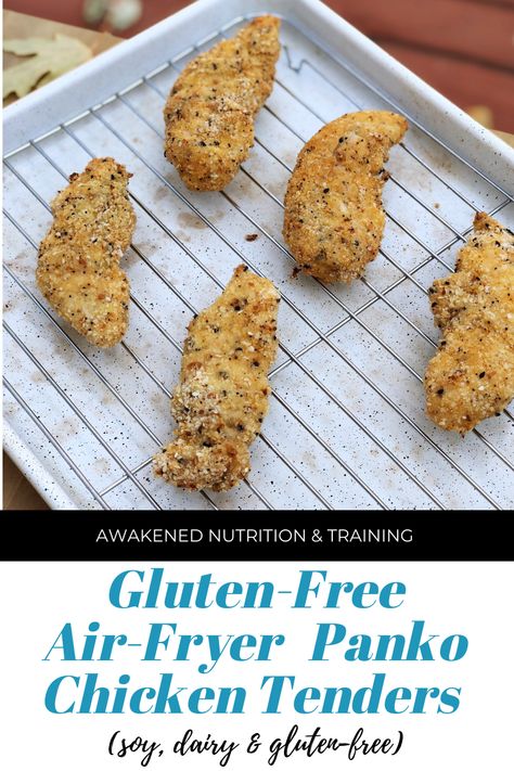 Gluten Free Panko Recipes, Gluten Free Panko Chicken, Panko Chicken Tenders, Healthy Air Fryer Chicken, Gluten Free Chicken Tenders, Air Fryer Recipes Chicken Tenders, Homemade Chicken Strips, Air Fryer Recipes Pork, Air Fried Chicken Tenders