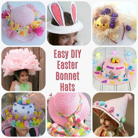 Easy DIY Easter Bonnet Hats Girls Easter Bonnet, Easter Hat Parade, Easter Bonnets, Easter Nests, Easter Hat, Easter Hats, Unicorn Crafts, Easter Bonnet, Easter Basket Diy