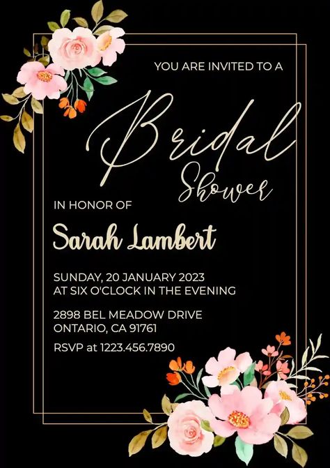 Bridal Shower Invitations Free, Online Invitation, Invitation Maker, Bridal Shower Invitations Templates, Online Invitations, Bridal Shower Invitation, You Are Invited, Shower Invitation, Pink Floral