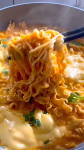 Shay Spence on Instagram: "one bite of these noodles and I was hilled (also I forgot to show adding lime but I added lime)

CHEESY GOCHUJANG CHICKEN NOODLES
2 Tbsp. butter
2 Tbsp. gochujang
1 can coconut milk
1 cup shredded rotisserie chicken
2 packages ramen noodles (with just one of the seasoning packets)
Chopped fresh cilantro
1 lime, juiced
American cheese slices

In a pan over medium heat, add butter and gochujang and let toast for about 2 minutes. Add coconut milk and chicken, then fill the coconut milk can with water and add that too. Bring to a simmer, add noodles plus one of the seasoning packets and cook, turning and stirring, until noodles are soft. Stir in cilantro and lime, top with cheese and cover until melted, about one minute. Stir in the cheese and serve immediately.

#fo Shay Spence, Cheese Ramen, Gochujang Chicken, Shredded Rotisserie Chicken, Pantry Meals, Chicken Noodles, Kamado Grill, American Cheese, Canned Coconut Milk