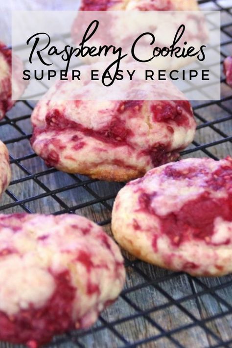 Easy Raspberry Cookies Recipe (Video) - The WHOot Cookies Recipe Video, Raspberry Cookie Recipes, Cookie Recipe Video, Raspberry Cookies, Buttery Shortbread Cookies, Simple Muffin Recipe, Raspberry Recipes, The Whoot, Pudding Cookies