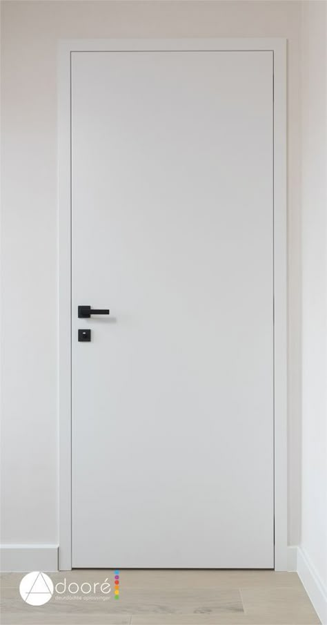 Modern White Doors Interior, White Door Design Modern, Modern White Door, White Doors Interior, Indoor Doors Modern, Door Trim Styles, White Door Design, Contemporary Interior Door, White Wood Door