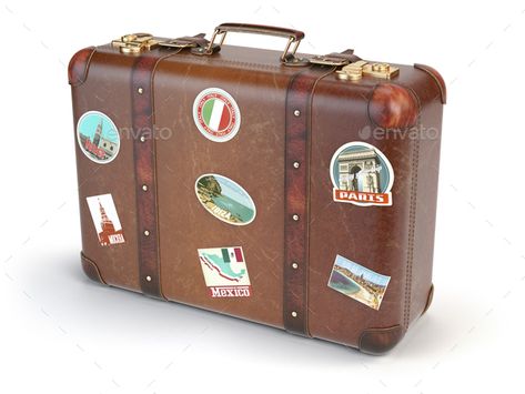 Retro suitcase baggage with travel stickers isolated on white ba by maxxyustas. Retro suitcase baggage with travel stickers isolated on white background. 3d illustration#travel, #stickers, #baggage, #Retro Retro Suitcase, Suitcase Stickers, Travel Clipart, Cute Suitcases, Travel Trunk, Old Suitcases, Vintage Suitcases, Holiday Icon, Vintage Suitcase