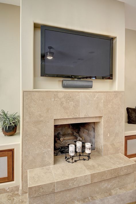 Travertine Fireplace Ideas, Travertine Fireplace With Mantel, Travertine Tile Fireplace, Fireplace Travertine, Travertine Tv Wall, Travertine Fireplace Surround, Travertine Fireplace Hearth, Travertine Fireplace, Indiana Limestone Fireplace