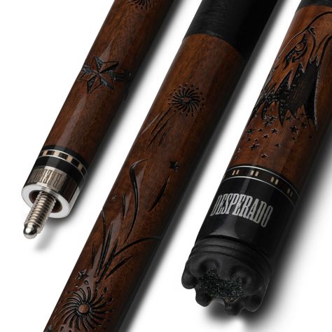 Unleash your boldness and make a lasting impression with the Desperado Billiard Cue Sticks from Viper. Crafted from durable maple hardwood, these cues are built to withstand the test of time, ensuring years of reliable performance. The Desperado billiard cues truly stand out with their striking designs that catch the eye and reflect your unique style. Packed with all the performance-enhancing qualities you expect from exceptional cues, these sticks are designed to elevate your game. The Le Pro l Billiard Cue Cases, Billiards Game, Billiard Accessories, Taper Design, Air Hockey, Billiards Pool, Adjustable Weights, Pool Cues, Dart Board