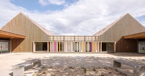 Patio Organization, Central France, Roof Cladding, Rural France, Wooden Cladding, Kindergarten Design, Gable Roof, Casa Container, Traditional Farmhouse