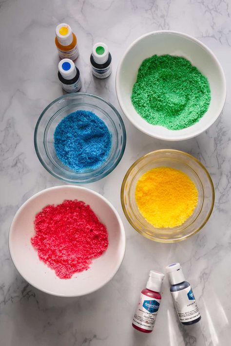 DIY Colored Sugar How To Color Sugar, How To Make Colored Sugar, Plain Sugar Cookies, Powdered Sugar Icing, Homemade Sour Cream, Cakes And Pastries, Cookie Decorating Party, Colored Sugar, Sugar Cookie Icing