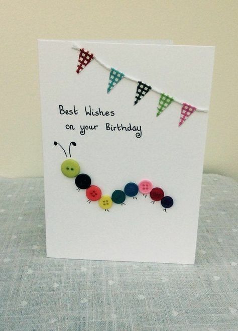 Colourful Caterpillar, Pebble Cards, Maths Project, Buttons Crafts Diy, Caterpillar Birthday, Happy Birthday Cards Diy, Happy Birthday Cards Printable, Button Craft, Birthday Card Drawing