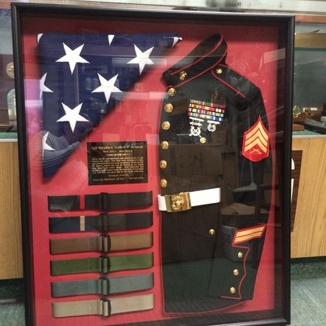 USMC Fairwell shadow box Usmc Shadow Box Marines, Usmc Shadow Box Ideas, Marines Corps, Letter Book, Shadow Box Ideas, Military Shadow Box, Grave Headstones, Devil Dogs, Semper Fi