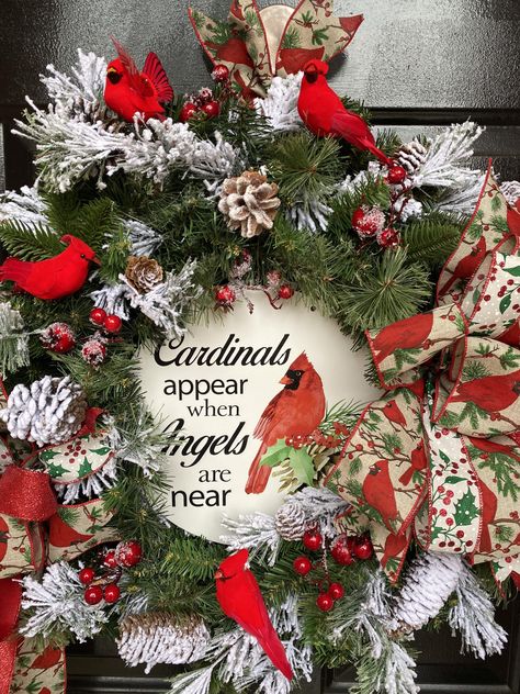 Cardinal Themed Winter Wreathchristmas Wreathindoor or - Etsy Red Bird Wreaths Cardinals, Christmas Cardinal Wreaths, Red Cardinal Wreath, Christmas Wreath With Cardinals, Wreaths With Cardinals, Wreaths With Birds, Cardinal Wreath Diy, Christmas Cardinal Wreath, Cardinal Themed Christmas Tree