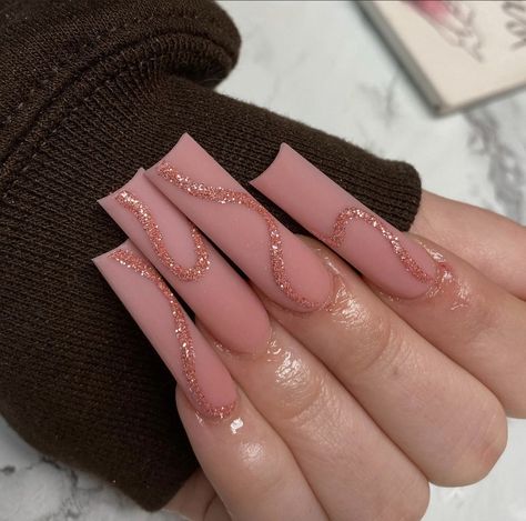 New Year Nails, Matte Pink Nails, Summer Nail Ideas, Rose Gold Nails, Glow Nails, Long Acrylic Nails Coffin, Acrylic Nails Coffin Pink, Ring In The New Year, Coffin Nails Long