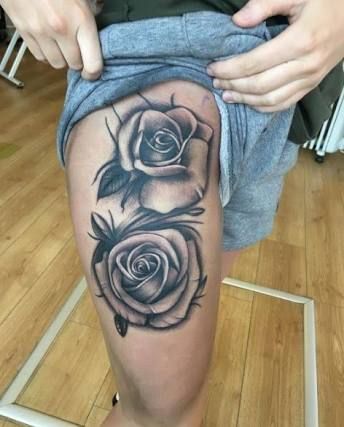 Ladies Leg Tattoos, Upper Thigh Tattoos Women Unique, Thigh Tattoos Women Unique, Tattoos Women Unique, Unique Thigh Tattoos, Thigh Tattoos For Women, Back Tattoo Women Spine, Pine Tattoo, Thigh Tattoo Men