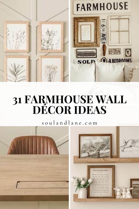 Turn your home into a sanctuary of country chic with our inviting farmhouse wall decor ideas. From distressed wood frames to galvanized metal accents, each element is carefully selected to bring the tranquil vibe of the countryside right into your living spaces. Imagine a home where every room exudes a sense of comfort and rustic elegance, blending seamlessly with modern touches for a truly unique aesthetic. Modern Farmhouse Picture Wall Ideas, Farmhouse Living Room Wall Decor Ideas, Farmhouse Office Wall Decor, Farmhouse Wall Decor Living Room, Farmhouse Living Room Wall Decor, Living Room Farmhouse Decor, Beautiful Office Spaces, Farmhouse Wall Decor Ideas, Farmhouse Gallery Wall