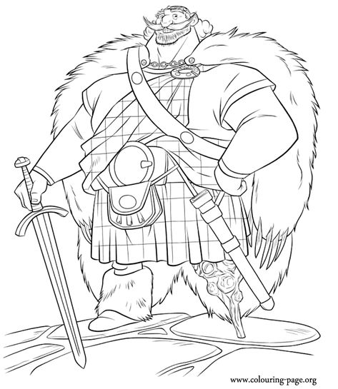 In this beautiful coloring sheet from the Brave movie is King Fergus of DunBroch! He's Merida's father in the upcoming Disney and Pixar film! Brave Coloring Pages, Disney Castle Drawing, King Fergus, Beauty And The Beast Crafts, Disney Colouring Pages, Brave Movie, Brave Merida, Disney Brave, Free Coloring Sheets