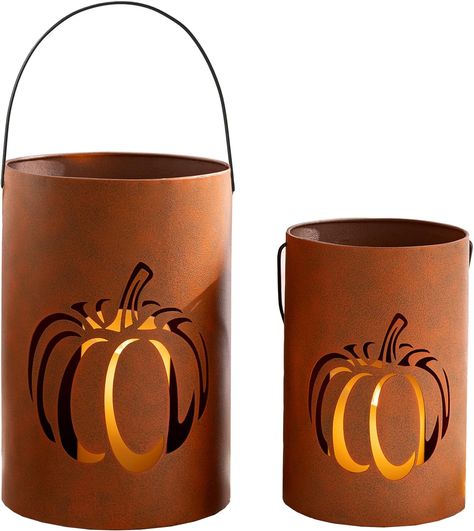 Fall Cutouts, Pumpkin Lanterns, Fall Lanterns, Lanterns Hanging, Metal Candle Lanterns, Large Lanterns, Small Lanterns, Lantern Candle Decor, Lantern Set