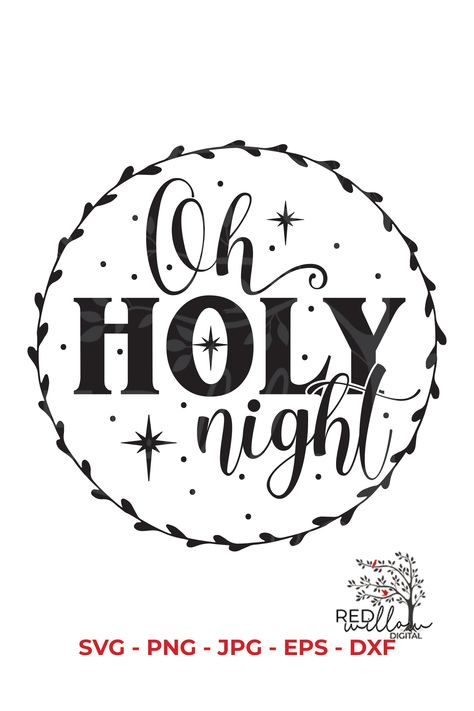 Oh Holy Night Christmas SVG File Round Christmas Ornament Svg, Christmas Ornaments Svg, Mosaic Christmas, Crochet Labels, Glowforge Ideas, Christmas Diy Wood, Christmas Vinyl, Night Christmas, Oh Holy Night