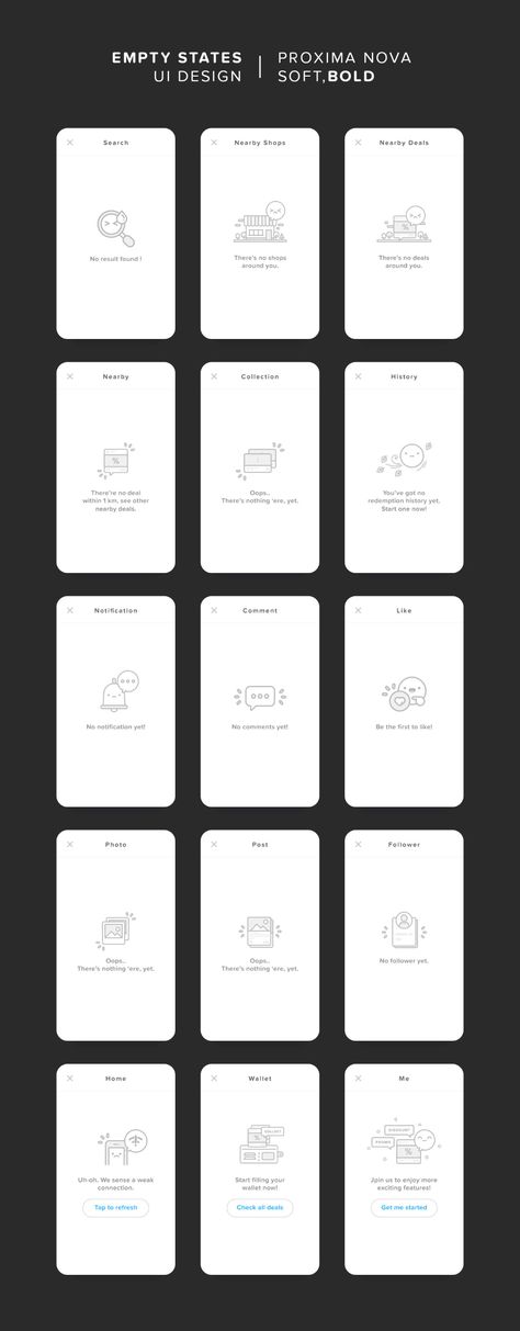 SEETIES EMPTY STATES UI on Behance Jungle Reference, Application Ui Design, App Form, Empty State, Mobile Design Inspiration, Ui Ux App, Mobile Ui Patterns, Desain Ui, Ui Patterns