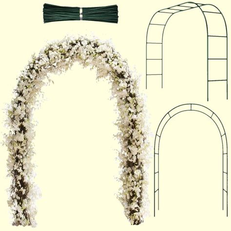 Hotop, Metal Garden Arch Wedding Arch Garden Arbor Archway with Iron Wires for Indoor Outdoor Party Garden Patio Trellis Climbing Plant Garden Various Bridal Party Decoration Supplies (Dark Green) Garden Arch Wedding, Metal Garden Arch, Patio Trellis, Arch Garden, Metal Arbor, Climbing Plant Support, Garden Archway, Garden Arch Trellis, Wedding Archway