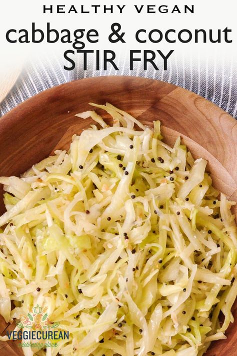 Coconut Stir Fry, Cabbage Vegan, Sautéed Cabbage, Vegan Vegetable Recipes, Cabbage Casserole Recipes, Sauteed Cabbage, Vegan Asian Recipes, Cabbage Stir Fry, Quick Stir Fry