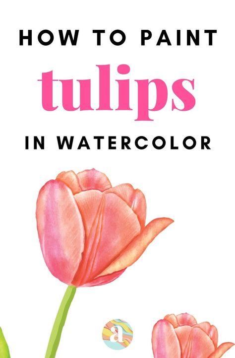 Learn how to paint with watercolor different beautiful flowers | how to draw flowers for  #tulips #watercolor #watercolorforbeginners #howtodrawflowers Watercolor Tulips Tutorials Step By Step, Watercolour Tulips Tutorial, Watercolor Tulips Easy, Tulip Watercolor Painting, Watercolour Tulips, Paint Tulips, Watercolour Videos, Watercolor 101, Tulips Watercolor