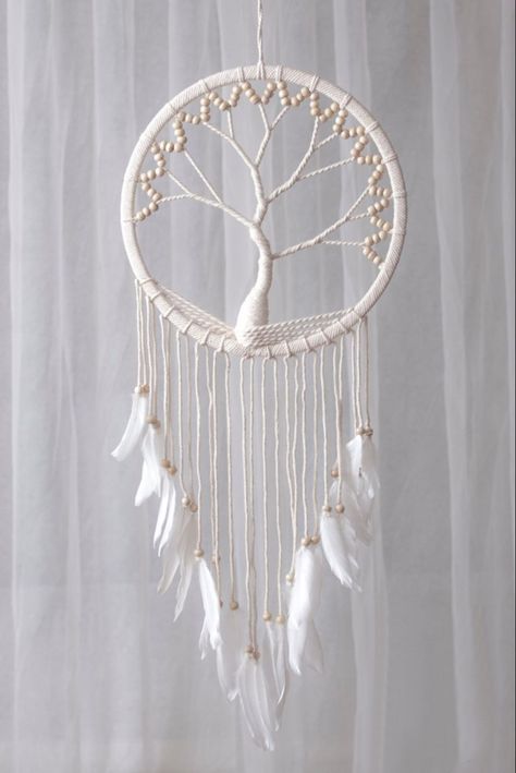 Tree Of Life Dream Catcher, Atrapasueños Diy, Koti Diy, Dream Catcher Patterns, Dream Catcher Tutorial, Dream Catcher Decor, Tutorial Macramé, Macrame Dream Catcher, Boho Decoration