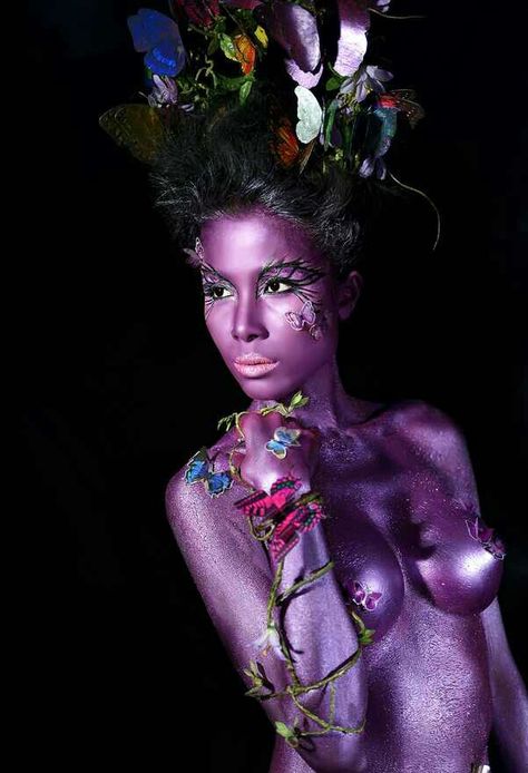 'Butterfly'~ P Photo, Female Body Paintings, Purple Goth, J P, Body Painting, Beautiful Paintings, Art Forms, Purple Color, Buddha Statue