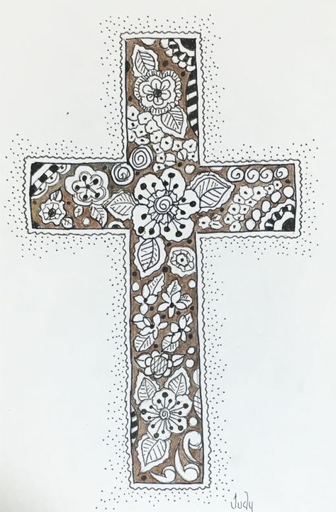 Zentangle Cross, Zentangle Designs, Zentangle Drawings, A Cross, To Draw, Drawings, Art, Design