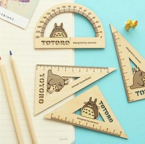 laser cut wood crafts for kids Nursery Room Diy, School Supplies For Kids, Studio Ghibli Totoro, Wood Ruler, Stationery Studio, Ghibli Totoro, Laser Cut Decor, Wooden Ruler, Kids School Supplies