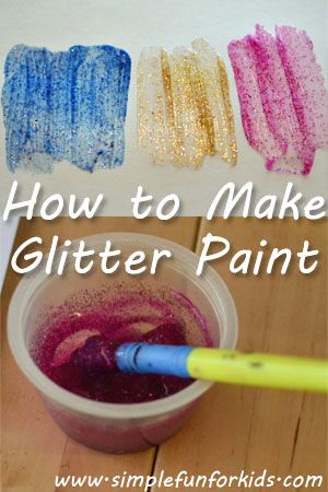 How to make beautiful glitter paint with three simple ingredients! Glitter Crafts For Preschoolers, Glitter Crafts Preschool, Preschool Glitter Crafts, Glitter Activities For Kids, How To Make Glitter Paint, Glitter Art For Kids, Things To Do With Glitter, Glitter Crafts For Kids, Glitter Projects For Kids