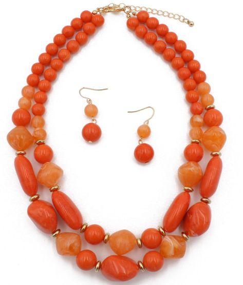 PRICES MAY VARY. Title: Shineland 2 Layer Jelly Colored Acrylic Handmade Statement Strand Chunky Beaded Fashion Necklaces and Earring (Style # 2 Orange). Product Type: Departments > Women > Jewelry > Necklaces > Strands Orange Clothing, Beaded Fashion, Handmade Statement Necklace, Colored Acrylic, Indian Jewelry Sets, Handmade Beaded Necklaces, Statement Necklaces, Indian Jewelry, Fashion Earrings