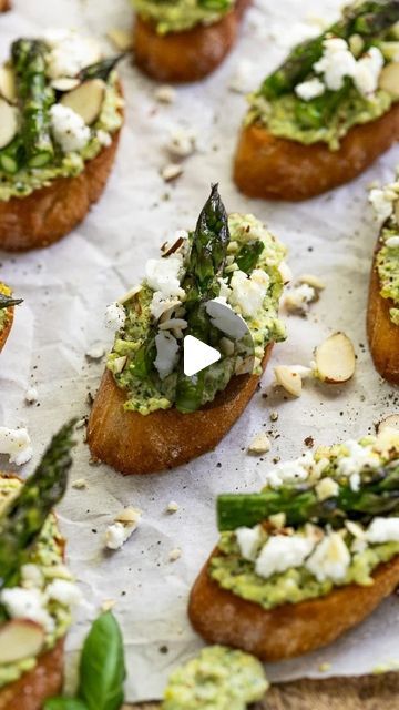 Nancy Fuller on Instagram: "It’s crostini time!! You have to make these pesto goat cheese asparagus crostinis for your loved ones. It’ll be the hit of the party!!

4 OZ plain goat cheese
1/4 pesto 
Asparagus heads
Chopped almonds" Pesto Asparagus, Pesto Crostini, Pesto Goat Cheese, Cheese Asparagus, Artichoke Appetizer, Nancy Fuller, January 12, Appetizer Dips, For Your Love