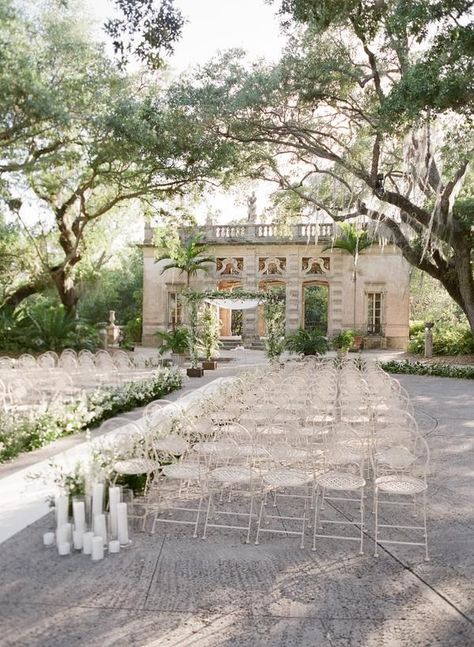 Runway Style Wedding Ceremony, Vizcaya Museum And Gardens Wedding, Royal Wedding Ceremony, Royal Wedding Themes, Vizcaya Wedding, Vizcaya Museum And Gardens, Vizcaya Museum, Vision 2024, Romantic Wedding Receptions