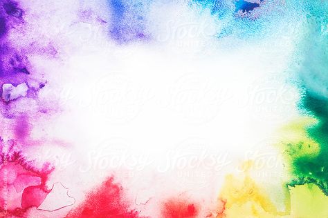 Painted watercolour border... by Catherine MacBride for Stocksy United Colour Border Design, Holi Theme, Color Splash Art, Rainbow Color Background, Watercolor Border, Colorful Borders Design, Colorful Borders, Background Hd Wallpaper, Powerpoint Background Design