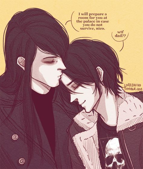 lordzuuko:  I just love this scene a lot because Hades loves and cares for his son. He’s like the type to visit the mortal world only to attend London Fashion Week and buys these clothes he thinks his kids would like. And every time there’s a huge package at Camp Half Blood for a Nico di Angelo, Nico gets all moody because I DON’T NEED THESE MUCH CLOTHES, DAD! Hades And Nico, Dishonor On Your Cow, Son Of Hades, Zio Rick, Percy Jackson Ships, Percy Jackson Head Canon, Will Solace, Percy And Annabeth, Last Unicorn