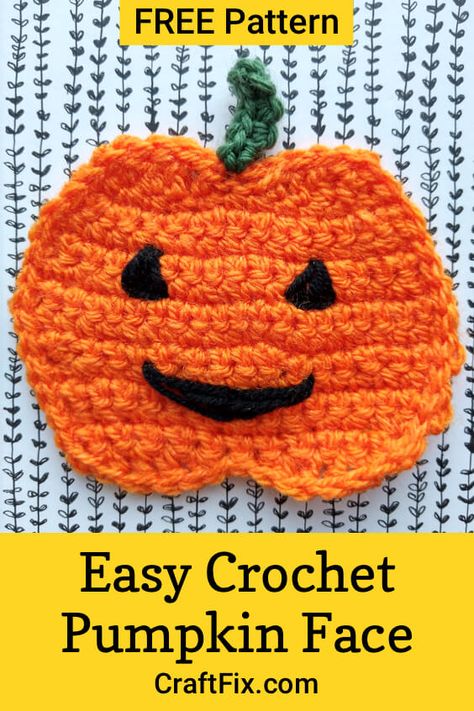 Crochet Ghost Applique Free Pattern, Easy Crochet Pumpkin, Crochet Stitches Uk, Crocheted Halloween, Pumpkin Patterns, Crochet Pumpkins, Halloween Applique, Crochet Applique Patterns Free, Pumpkin Applique