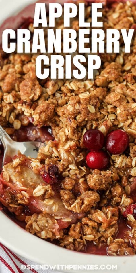 Cranberry Crunch Recipe, Cranberry Recipes Healthy, Cranberry Crumble Recipe, Apple Cranberry Pie Recipe, Apple Cranberry Crisp Recipe, Oat Streusel Topping, Cranberry Apple Crumble, Cranberry Apple Crisp, Apple Crisp With Oatmeal