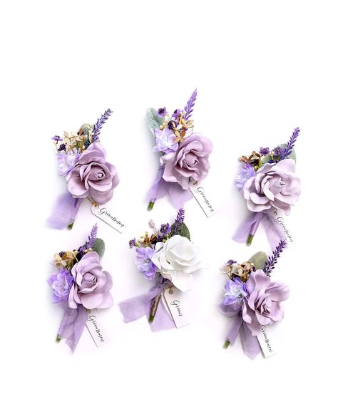 Lings moment Gardenia Boutonniere Lavender Fall Vintage Wedding, Purple Boutonniere, Lavender Boutonniere, Blue Boutonniere, Boutonnieres Prom, Groomsmen Boutonniere, Rustic Vintage Wedding, Gold Wedding Decorations, Fall Vintage