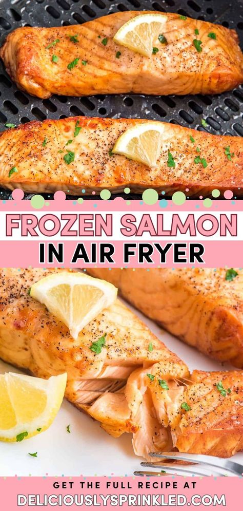 Need a simple dinner recipe for weeknights? Learn how to cook frozen salmon in air fryer! In less than 30 minutes, you can have this air fried salmon that tastes delicious. Your family will love this easy air fryer meal! Frozen Salmon In Air Fryer, Frozen Salmon Recipe, Salmon In The Air Fryer, Fried Salmon Recipes, Cook Frozen Salmon, Air Fried Salmon, Salmon In Air Fryer, Easiest Meals, Frozen Salmon