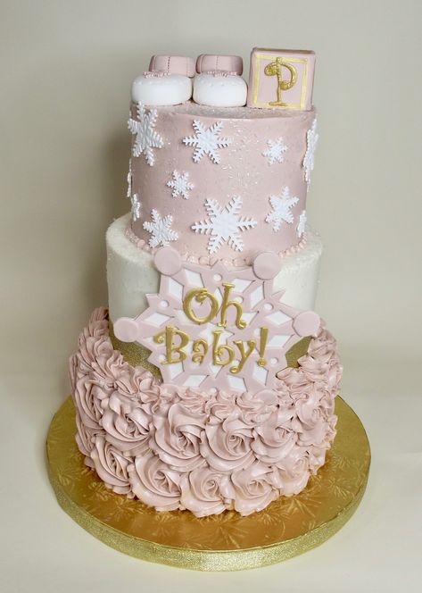 Pink Christmas Baby Shower Cake, Winter Themed Baby Shower Centerpieces, Pink Winter Wonderland Treats, Winter Baby Shower Cakes Girl, Girl Christmas Baby Shower Ideas, Girl Baby Shower Ideas Winter, Baby It’s Cold Outside Baby Shower Theme Girl, Winter Baby Girl Shower Ideas, Pink Winter Wonderland Cake