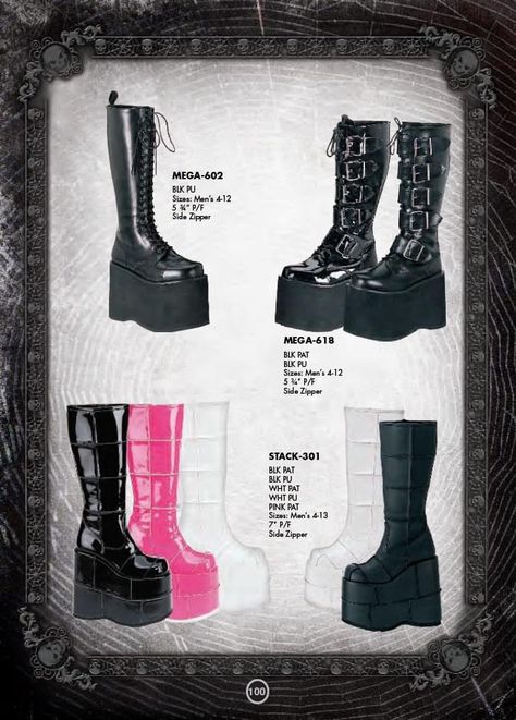 Demonia Stack 201, Demonia Catalog, Demonia Stack 301, Demonia Stack, Platform Wedge Boots, Demonia Boots, Fashion Catalogue, Platform Wedge, Wedge Boots